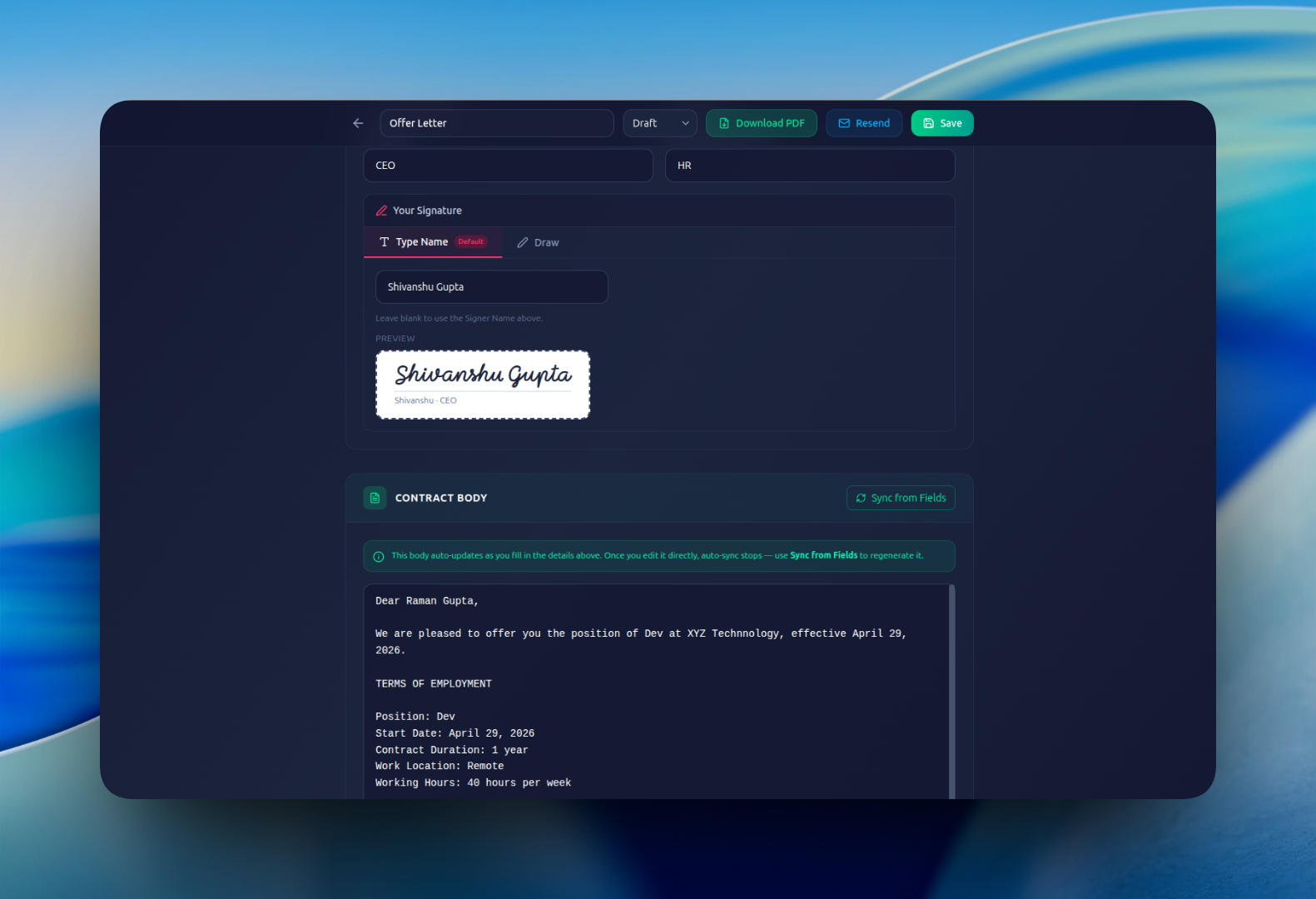 Warning notes dashboard
